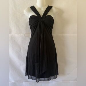 B. Darlin Black Halter Draped Mini Dress Size 3 Sz 4 Ruched Flowy Witchy Fairy